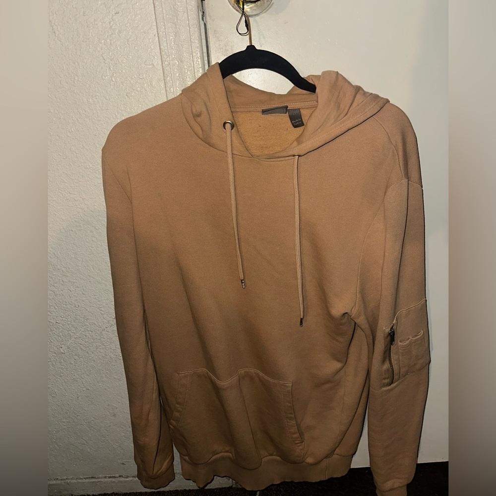 ASOS hoodie tan with sleeve zipper